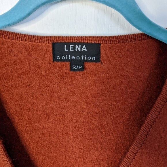 Vintage Lena collection boucle knit embroidered wool cardigan rust brown Small - Picture 7 of 11